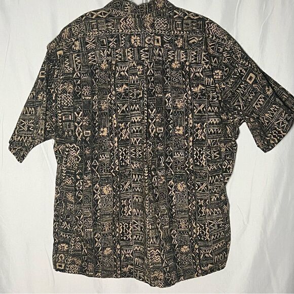 Cooke Street Honolulu Hawaiian Casual Button Down Floral Tribal Black Shirt XL - Picture 7 of 7
